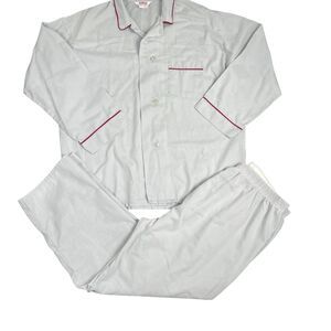 Vintage P.J. Knight Men XL Pajamas Sleepwear Set Grey Top Bottom Grandpa Summer